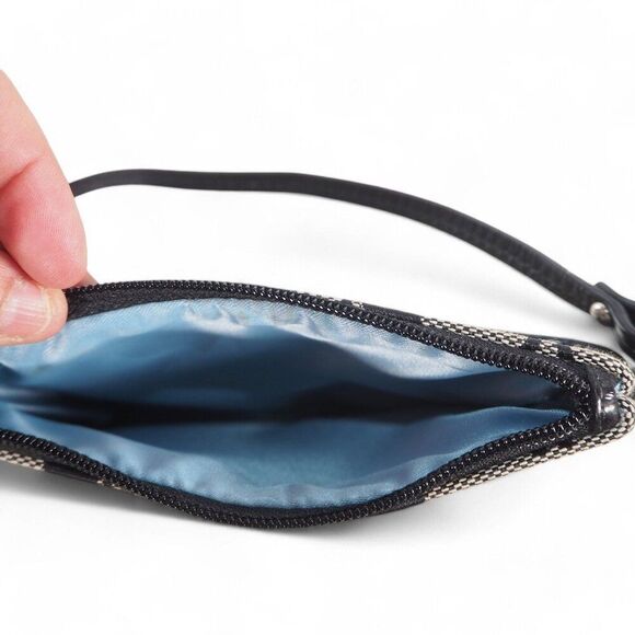 Coach Signature Small Wristlet Wallet Purse Grey / Black 4.25"H x 6.5"W - Picture 6 of 8